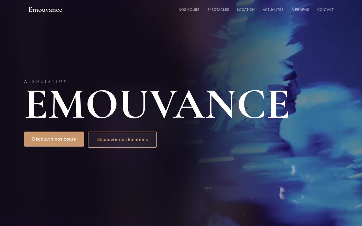 Capture d'écran du site Association Emouvance